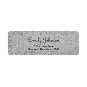 Silver 25th Jubileum Faux Glitter Sparkle Etiket