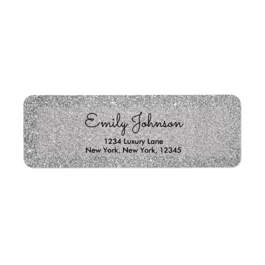 Silver 25th Jubileum Faux Glitter Sparkle Etiket (Voorkant)