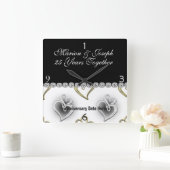 SILVER 25th Jubileum GIFT Wall Clock Vierkante Klok (Huis)