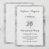 Silver 25th Jubileum Glitter Elegant Chic Kaart (Voorkant / Achterkant)