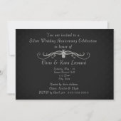 Silver 25th Jubileum Invite Elegant Kaart (Achterkant)