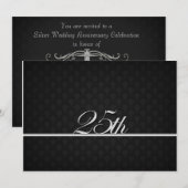 Silver 25th Jubileum Invite Elegant Kaart (Voorkant / Achterkant)