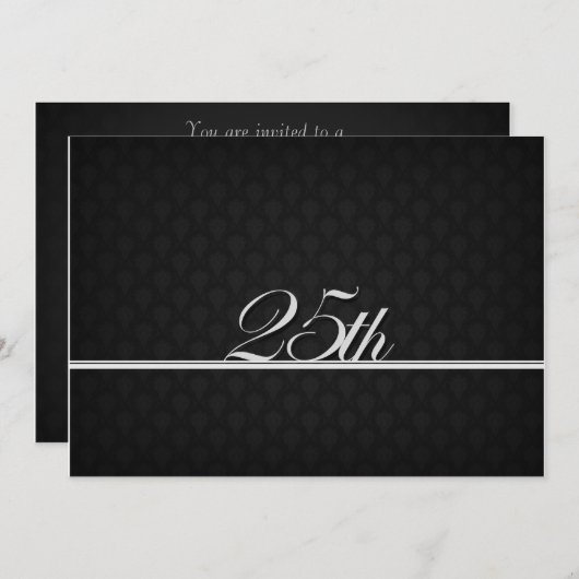 Silver 25th Jubileum Invite Elegant Kaart (Voorkant / Achterkant)