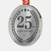 Silver 25th Jubileum Zakelijke Logo Kerst Metalen Ornament (Links)