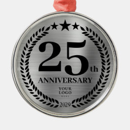 Silver 25th Jubileum Zakelijke Logo Kerst Metalen Ornament