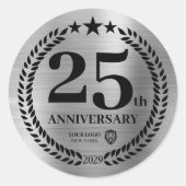 Silver 25th Jubileum Zakelijke Logo Ronde Sticker (Voorkant)