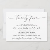 Silver 25th Modern Wedding Jubileum Photo Party Kaart (Voorkant)