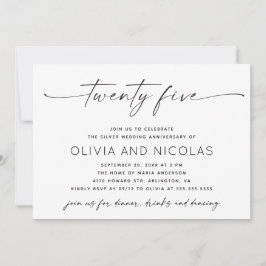 Silver 25th Modern Wedding Jubileum Photo Party Kaart