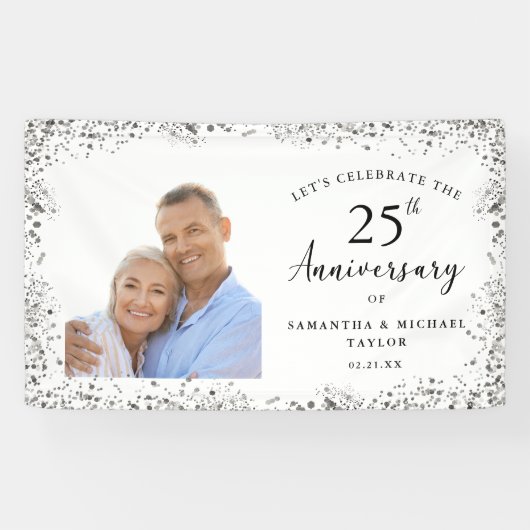 Silver 25th Wedding Anniversary Banner (Horizontaal)