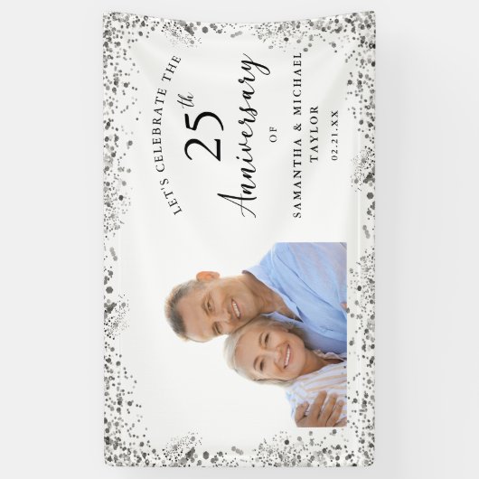 Silver 25th Wedding Anniversary Banner (Verticaal)