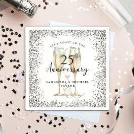 Silver 25th Wedding Anniversary Servet