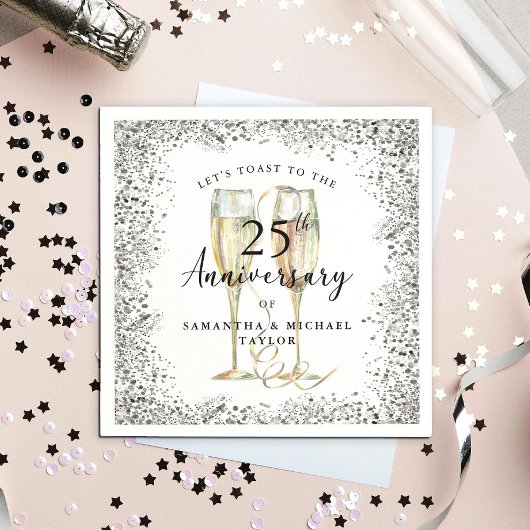 Silver 25th Wedding Anniversary Servet