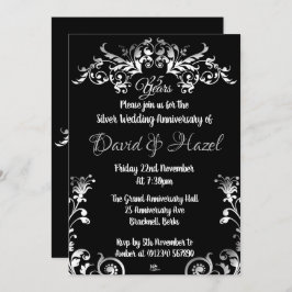 Silver 25th Wedding Anniversay-uitnodigingen Kaart