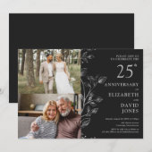 Silver 25th Wedding Jubileum 2 Fotouitnodiging Kaart (Voorkant / Achterkant)