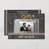 Silver 25th Wedding Jubileum Black Geweven Parels Kaart (Voorkant / Achterkant)