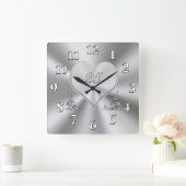 Silver 25th Wedding Jubileum Clocks Vierkante Klok (Huis)