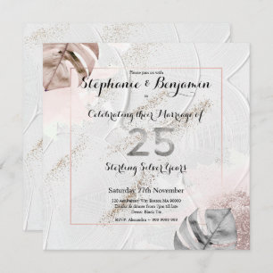 Silver 25th Wedding Jubileum Elegant Glitter Kaart