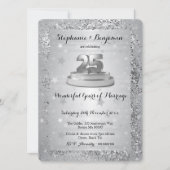 Silver 25th Wedding Jubileum Elegant Glitter Kaart (Voorkant)