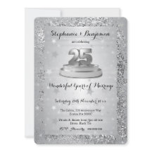 Silver 25th Wedding Jubileum Elegant Glitter