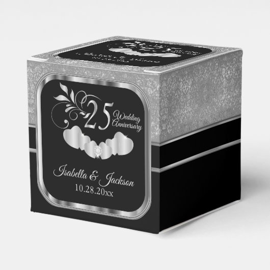 Silver 25th Wedding Jubileum Favor Box Bedankdoosjes (Voorkant Zijde)