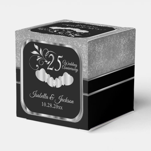 Silver 25th Wedding Jubileum Favor Box Bedankdoosjes (Achterkant)