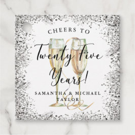 Silver 25th Wedding Jubileum Favoriet Tags Bedankjes Labels
