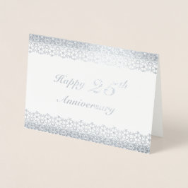 Silver 25th Wedding Jubileum Floral Border Folie Kaarten