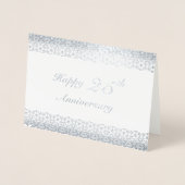 Silver 25th Wedding Jubileum Floral Border Folie Kaarten (Voorkant)