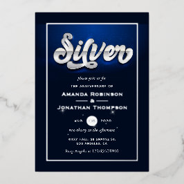 Silver 25th Wedding Jubileum Folie Uitnodiging
