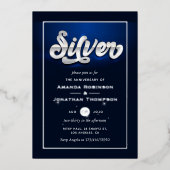 Silver 25th Wedding Jubileum Folie Uitnodiging (Voorkant)