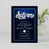 Silver 25th Wedding Jubileum Folie Uitnodiging (Staand Voorkant)