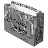 Silver 25th Wedding Jubileum Groot Cadeauzakje (Achterkant Gekanteld)