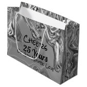 Silver 25th Wedding Jubileum Groot Cadeauzakje (Voorkant Gekanteld)