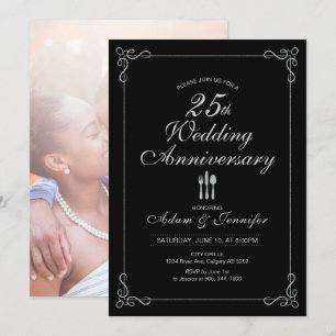 Silver 25th Wedding Jubileum Invitation Kaart