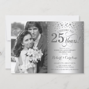 Silver 25th Wedding Jubileum met foto Kaart