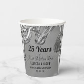 Silver 25th Wedding Jubileum Papieren Bekers (Achterkant)