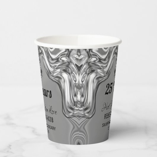 Silver 25th Wedding Jubileum Papieren Bekers (Links)