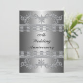 Silver 25th Wedding Jubileum Party Invitation Kaart (Staand voorkant)