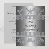 Silver 25th Wedding Jubileum Party Invitation Kaart (Voorkant / Achterkant)