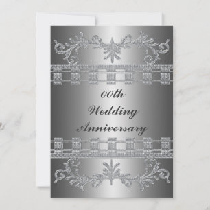 Silver 25th Wedding Jubileum Party Invitation Kaart