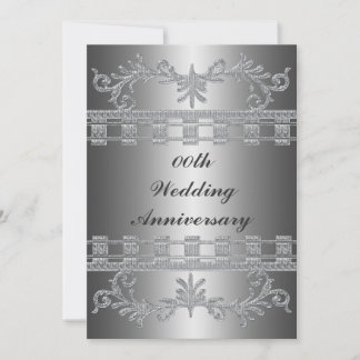 Silver 25th Wedding Jubileum Party Invitation Kaart