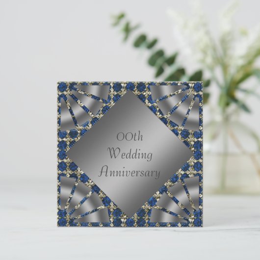 Silver 25th Wedding Jubileum Party Invitation Kaart (Staand voorkant)