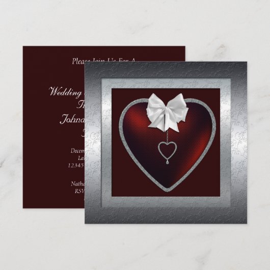 Silver 25th Wedding Jubileum Party Invitation Kaart (Voorkant / Achterkant)