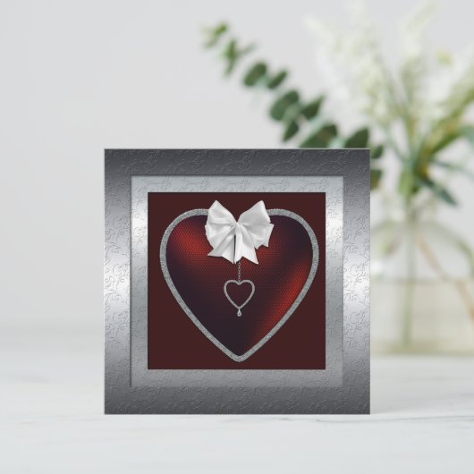 Silver 25th Wedding Jubileum Party Invitation Kaart (Staand voorkant)