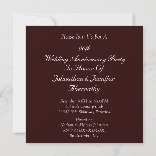 Silver 25th Wedding Jubileum Party Invitation Kaart (Achterkant)