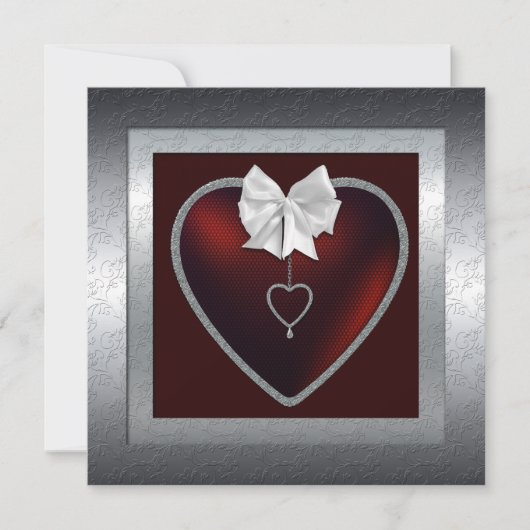 Silver 25th Wedding Jubileum Party Invitation Kaart (Voorkant)