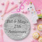 Silver 25th Wedding Jubileum Party Papieren Borden Bordje (Feest)