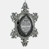 Silver 25th Wedding Jubileum Tin Sneeuwvlok Ornament (Links)