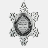 Silver 25th Wedding Jubileum Tin Sneeuwvlok Ornament (Rechts)