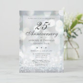 Silver 25th Wedding Jubileum Uitnodiging (Staand voorkant)